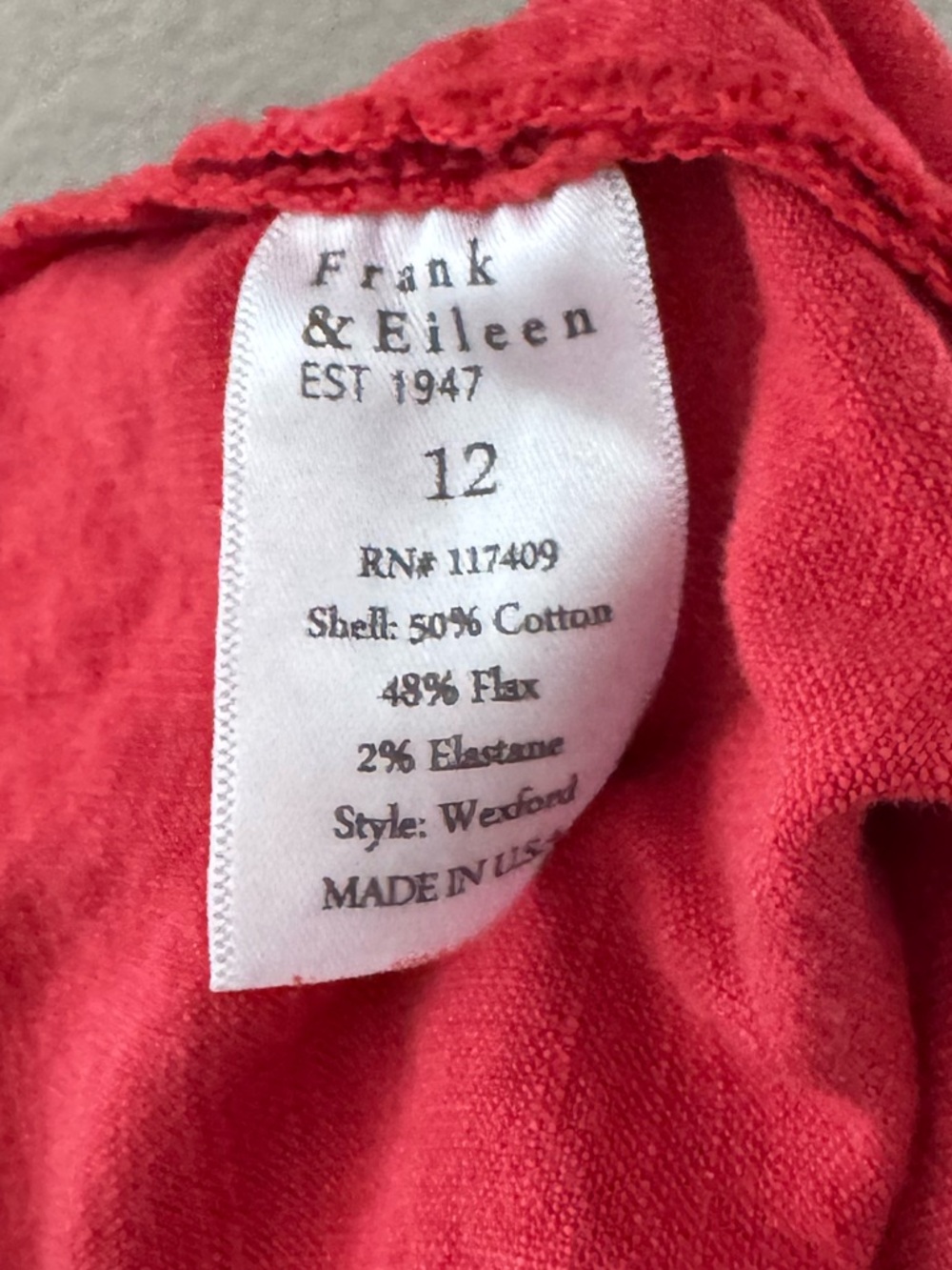 Frank & Eileen Wexford Wide Leg Linen Pant 12 Red Cotton Resort Coastal Chic - Picture 12 of 13